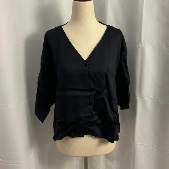 NWT Ettitude Sateen Set - Short Sleeve Shirt & Shortie - Onyx - Picture 1 of 9
